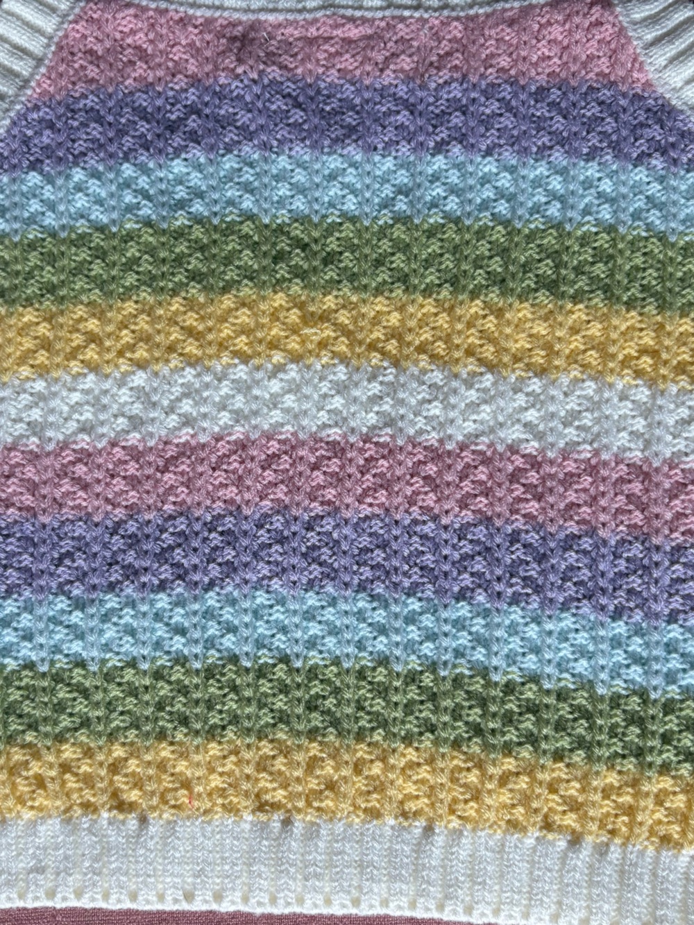 Pastel Rainbow Stripe Tank- Size L- Crop Top- Cotton Emporium - Picture 8 of 9